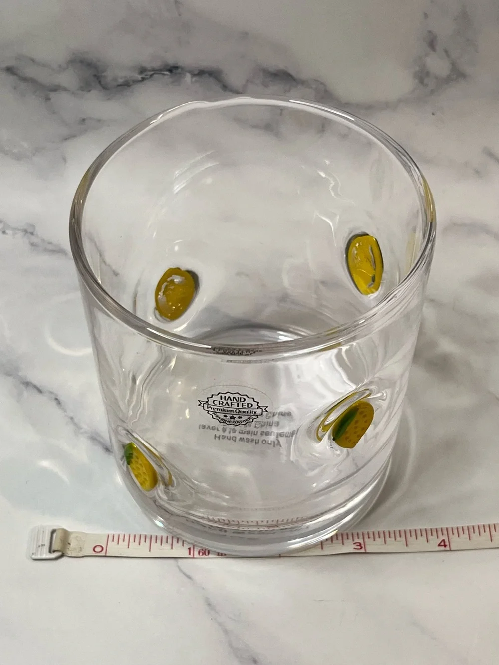 Anthropologie Icon Lemon Drink Glass Mouthblown w/ Fused Beads Juice Glass NEW